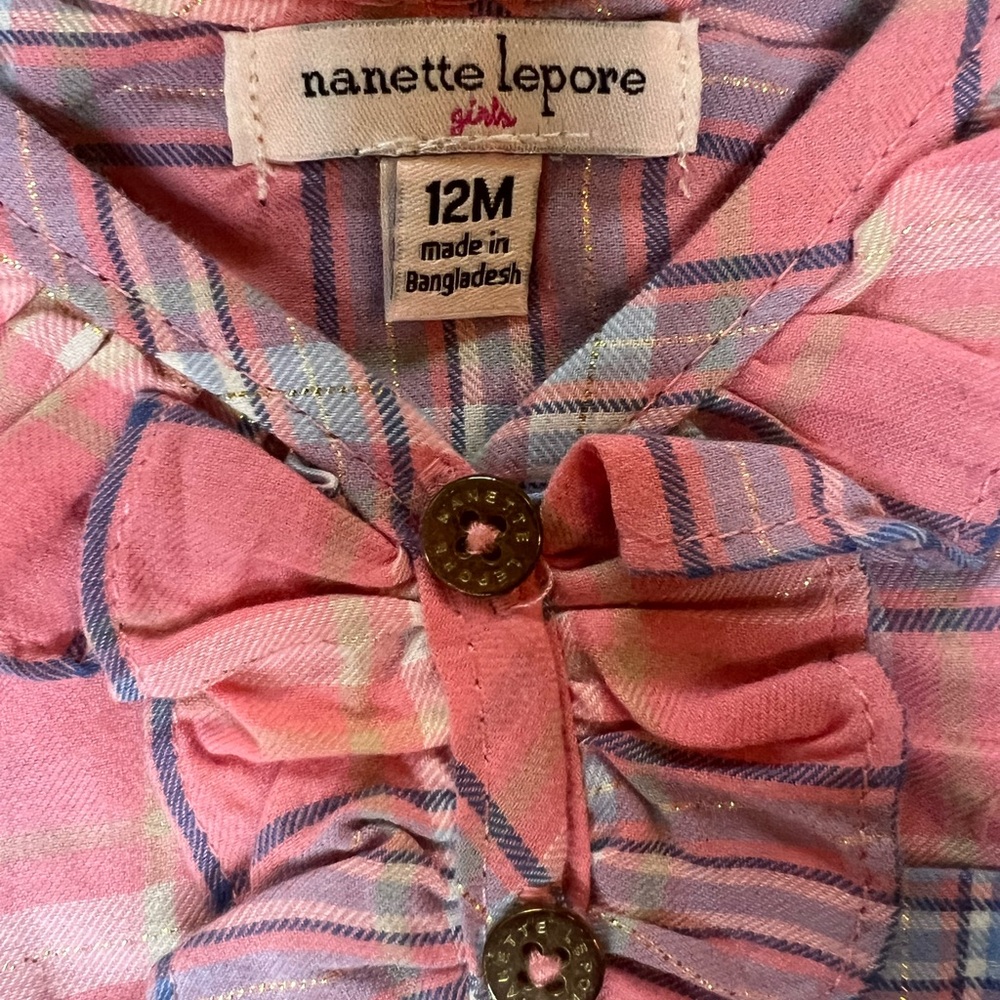 Bundle Toddler Shirts (4) Nanette Lepore Pink and Blue Plaid Shirt